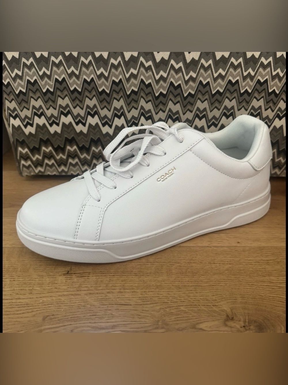 COACH MENS OPTIC WHITE HIGH LINE SNEAKERS SHOES SIZE 12